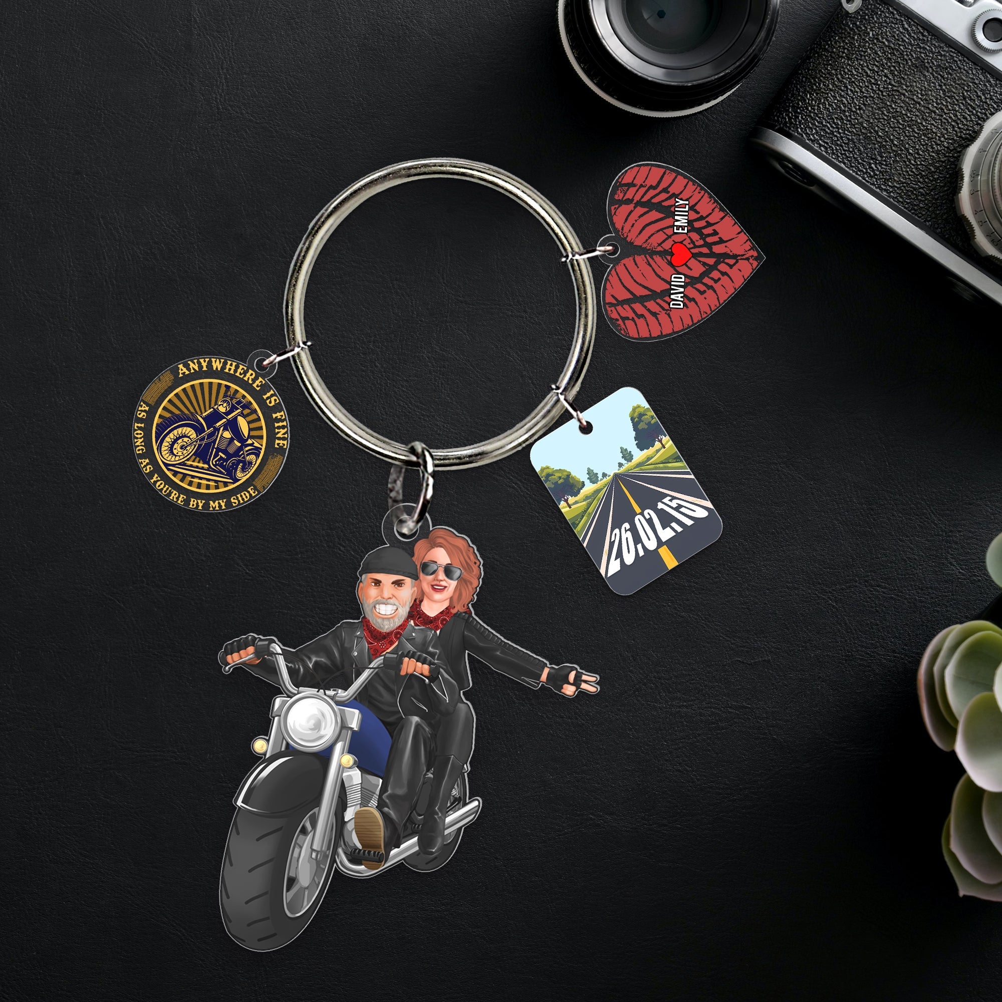 Custom Biker Couple Keychain - Perfect Personalized Gift Keychains PopCulturePrints