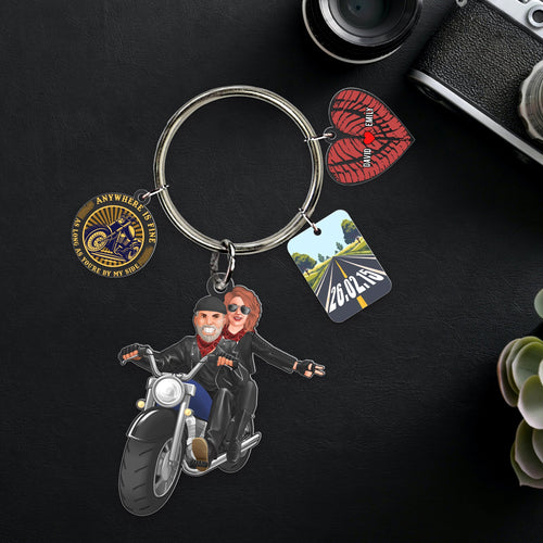 Custom Biker Couple Keychain - Perfect Personalized Gift Keychains PopCulturePrints