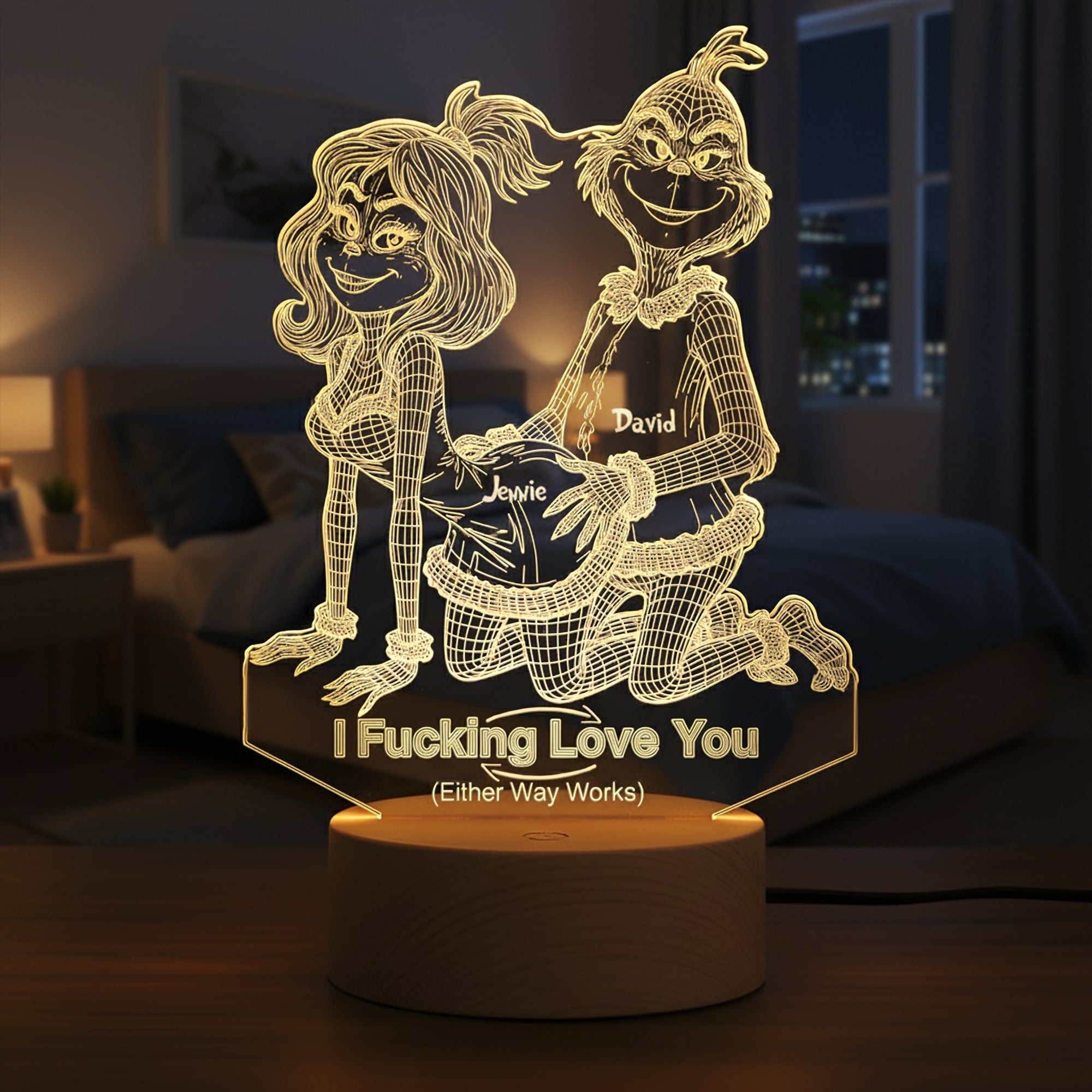 Light Up Your Love: Funny Couple LED Light - Personalized Gift for Couples Led Night Light PopCulturePrints