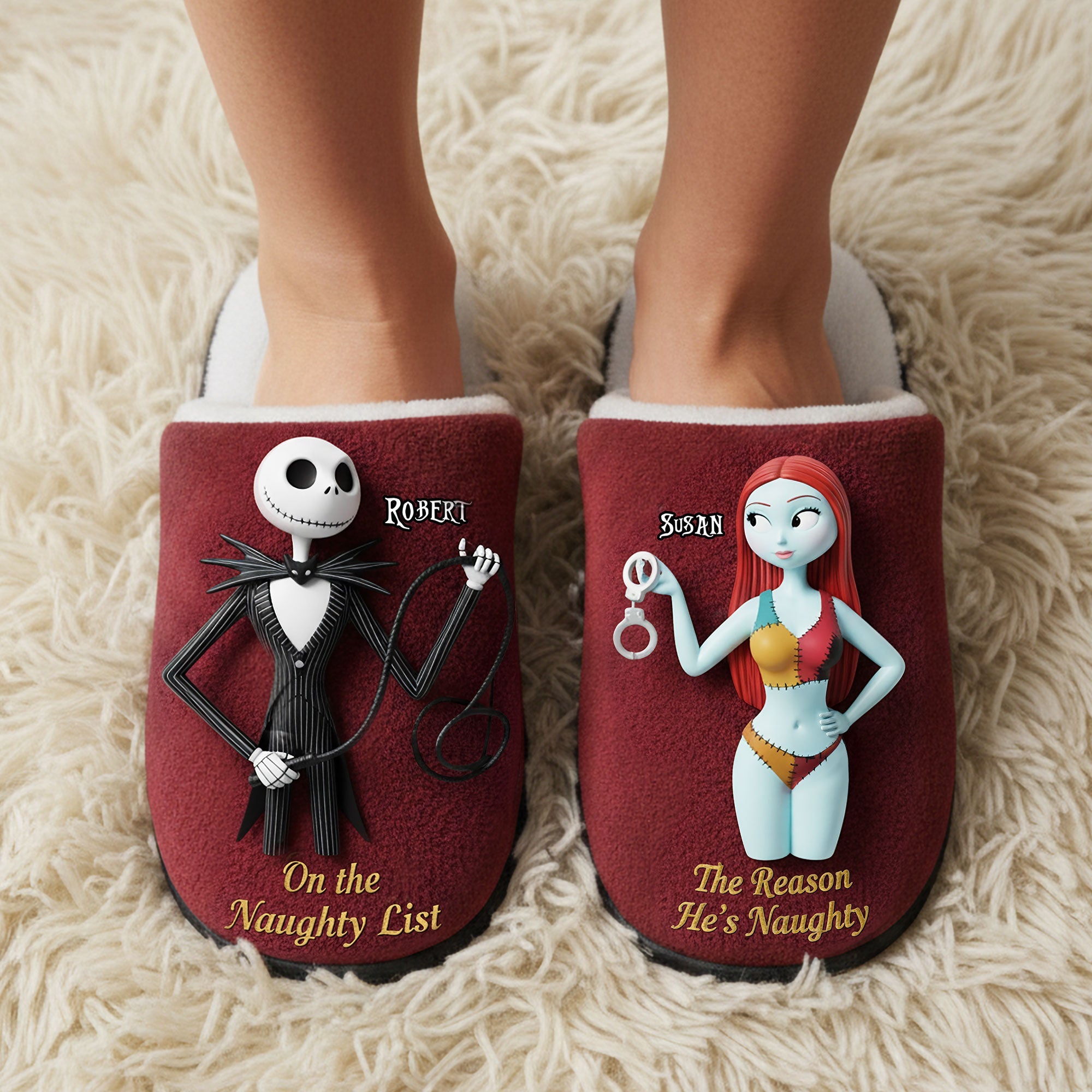 Spooky Naughty Couple Slippers - Personalized Gifts for Couples Shoes PopCulturePrints