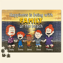 Load image into Gallery viewer, Personalized Family Beach Jigsaw Puzzle - Custom Names and Characters
