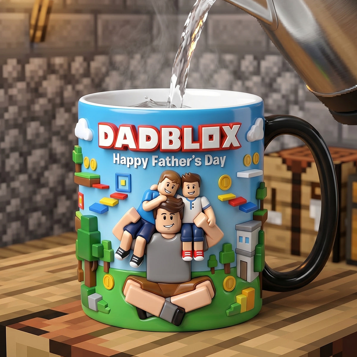 "Celebrate Fatherhood with a Personal Touch" - Custom Photo Block Game Dad Magic Coffee Mug - Perfect Gift for Dad, Grandpa & More! Coffee Mug PopCulturePrints