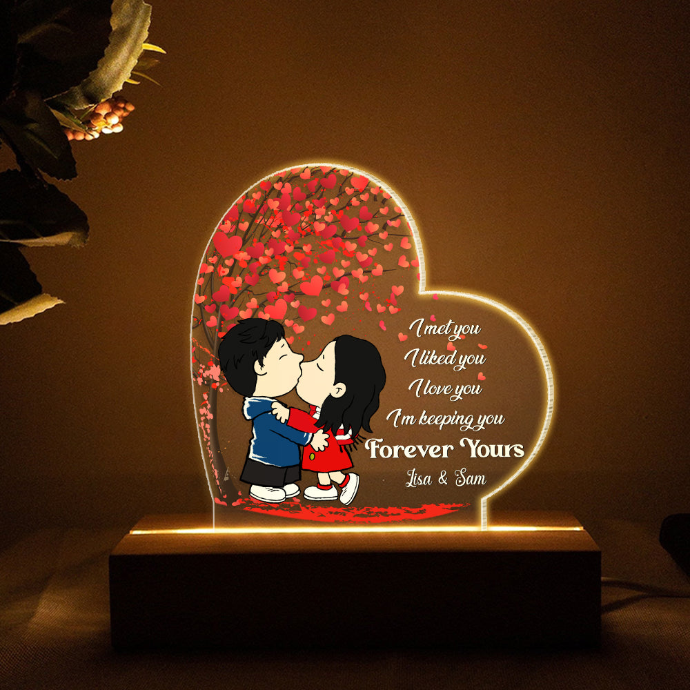 Personalized LED Light for Couples - Romantic Kissing Love Heart Tree