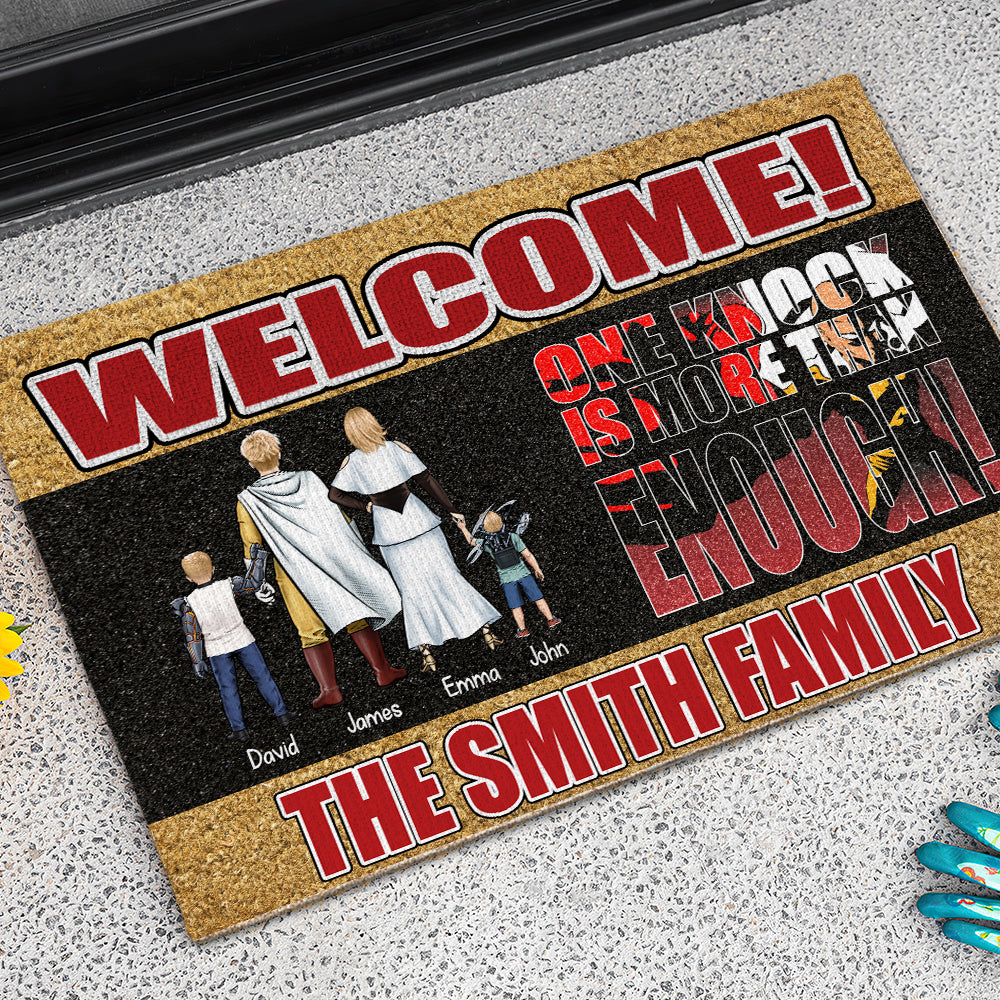 Welcome Personalized Family Doormat - Custom Cartoon Character Design Doormat PopCulturePrints