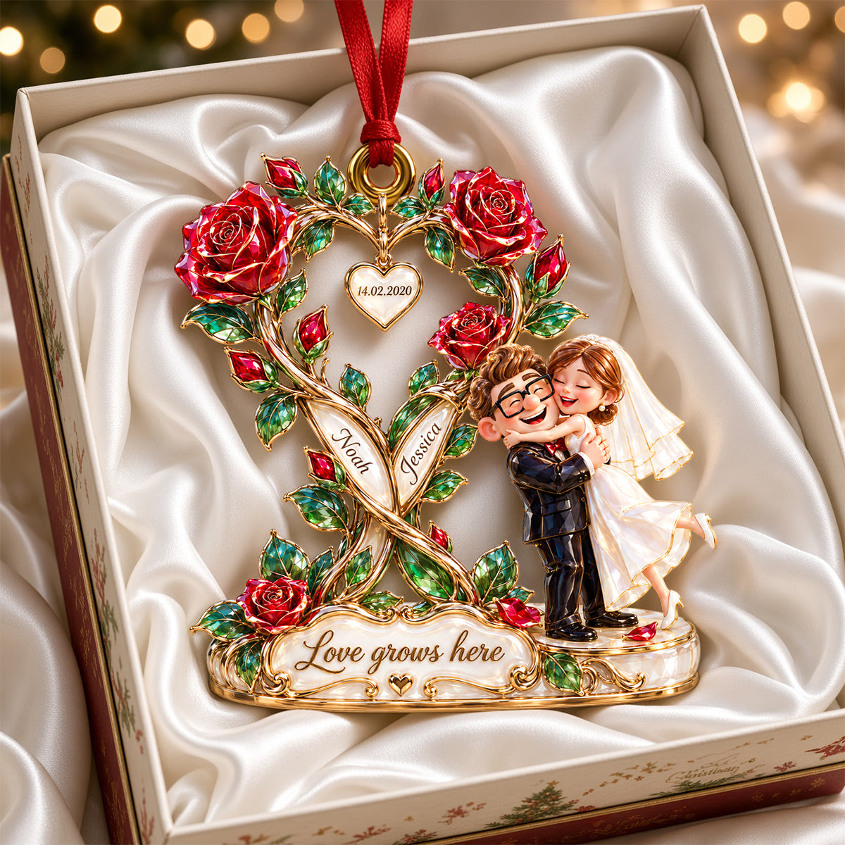 Love Grows Here - Personalized Ornament for Couples Ornament PopCulturePrints