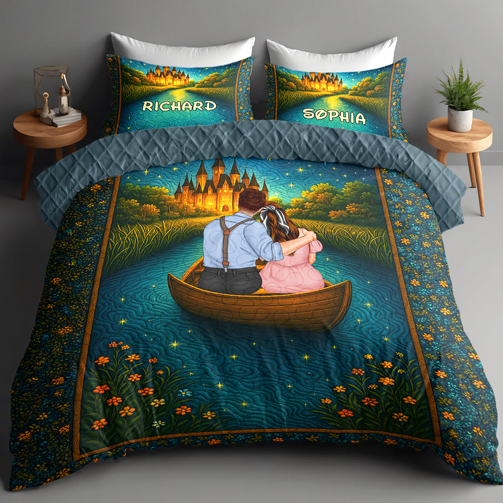 Love on the Water: Personalized Couple Quilt Bedding Set Blanket PopCulturePrints