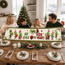 Load image into Gallery viewer, “My Kids Stole My Heart!” - Personalized Table Runner for Grandma Quilted Table Runner PopCulturePrints

