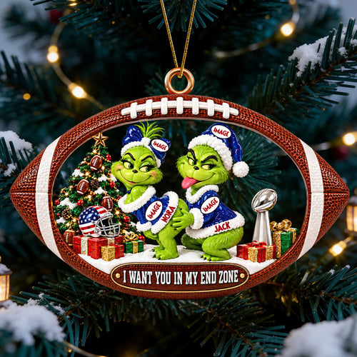 I Want You In My End Zone - Playfully Naughty Couple Christmas Ornament Ornament PopCulturePrints