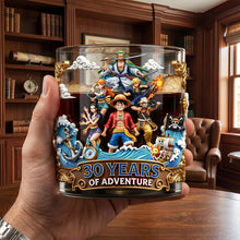 Load image into Gallery viewer, "30 Years Of Adventure – A Tribute to Legends" - Personalized Round Glass - Perfect Gift for Anime Fans, Friends, and Family Glass PopCulturePrints

