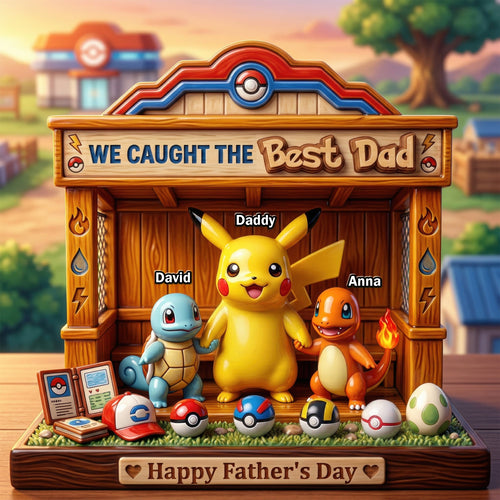 We Caught the Best Dad - Personalized Magic Dad Acrylic Plaque Shaped Plaques PopCulturePrints