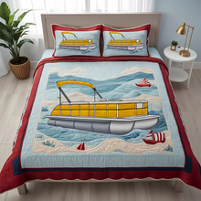 Load image into Gallery viewer, Personalized Pontoon Lover Quilt Bed Set - Ideal Gift for Lake House Bedrooms Blanket PopCulturePrints
