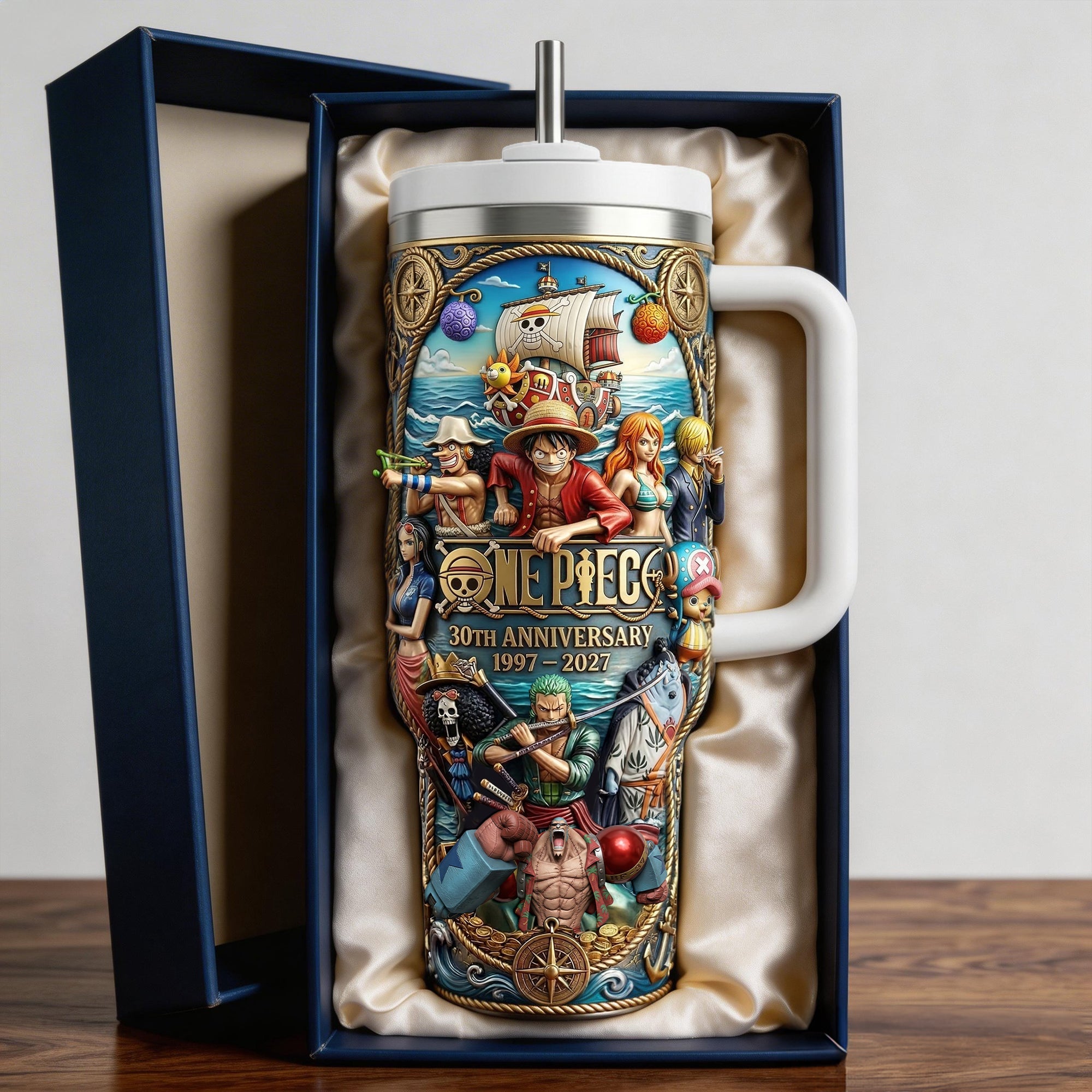 Celebrate Anime with Our 30th Anniversary One Piece Tumbler - Personalized Gifts for Anime Lovers Tumbler Cup PopCulturePrints