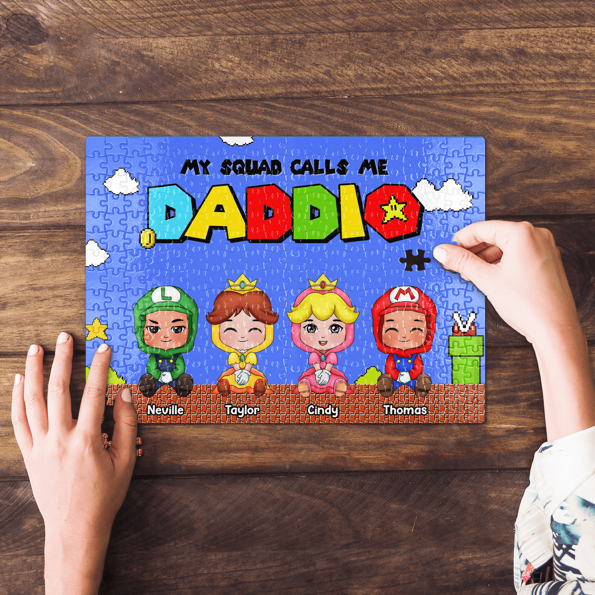 Personalized Super Dad Puzzle - My Squad Calls Me Daddio Jigsaw Puzzles PopCulturePrints