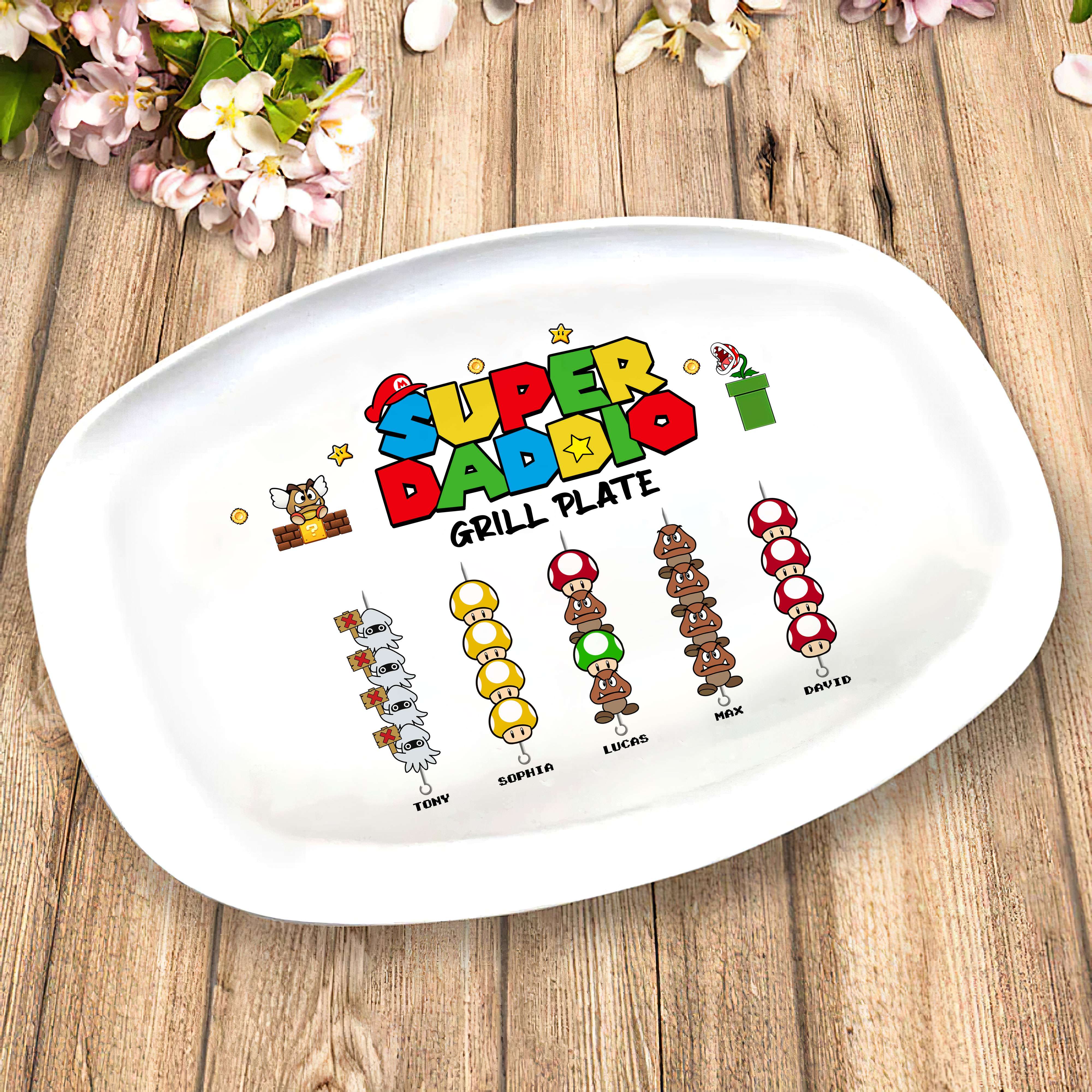 Super Dad Grill Plate - Personalized Family Design Resin Plate PopCulturePrints