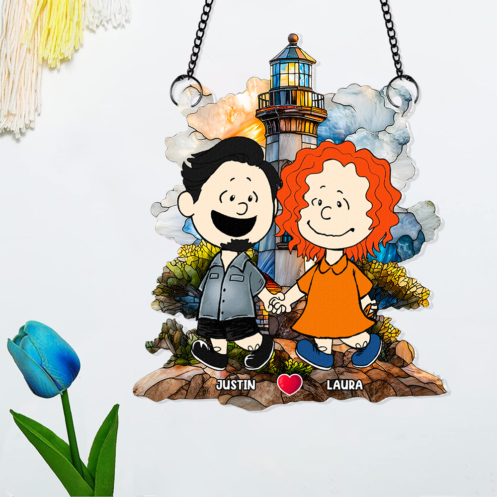 Personalized Couple Suncatcher Ornament - Unique Valentine’s Day Gifts for Pop Culture Lovers Ornament PopCulturePrints