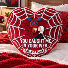Load image into Gallery viewer, You Caught Me In Your Web - Romantic Kissing Duo Pillow | Personalized Love Gift for Couples Pillow PopCulturePrints
