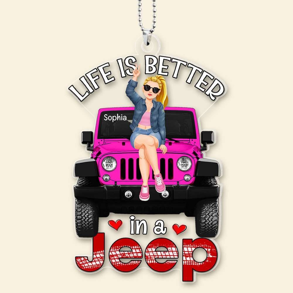 Personalized 'Life is Better in a Jeep' Car Ornament