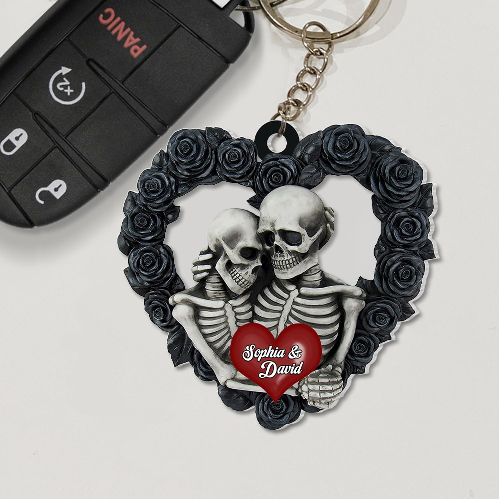 Personalized Skeleton Couple Keychain - Unique Love Gift Keychains PopCulturePrints