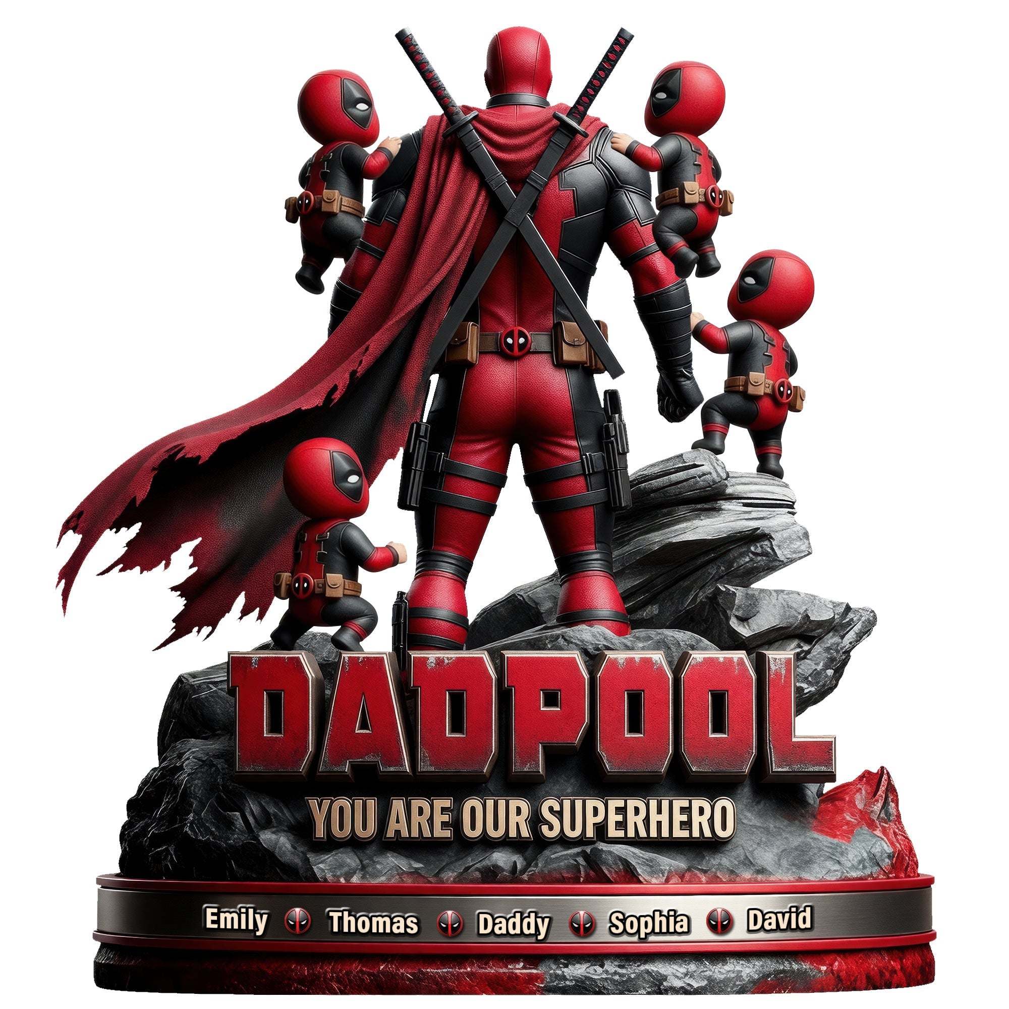 Dadpool: You Are Our Superhero - Personalized Acrylic Plaque Gift for Dads and Grandpas Shaped Plaques PopCulturePrints