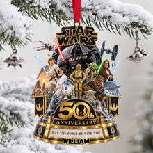 Load image into Gallery viewer, “May the Force Be With You” - Personalized Warriors Merry Christmas Acrylic Ornament - Unique Gifts for Star Wars Fans Ornament PopCulturePrints
