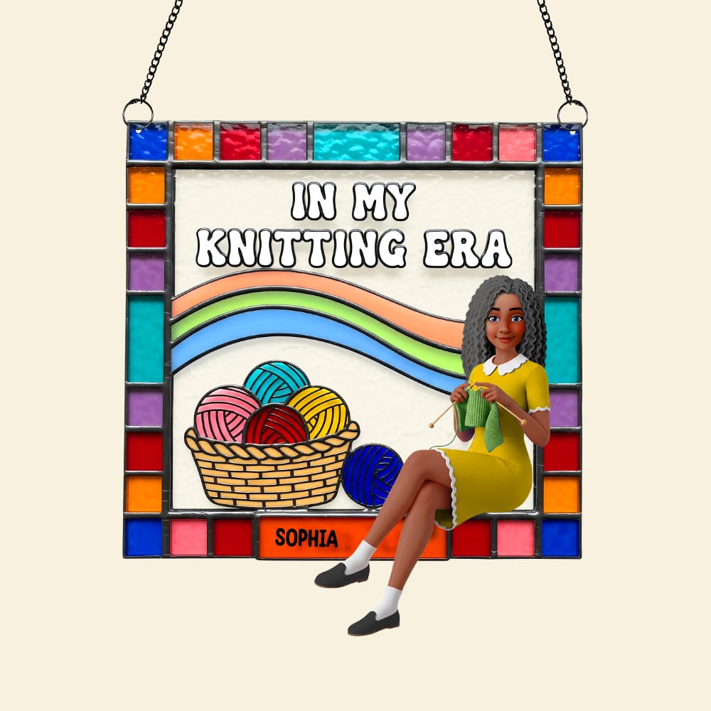 "In My Knitting Era": Customized Suncatcher Ornament - Perfect Gift for Knitting Lovers Ornament PopCulturePrints