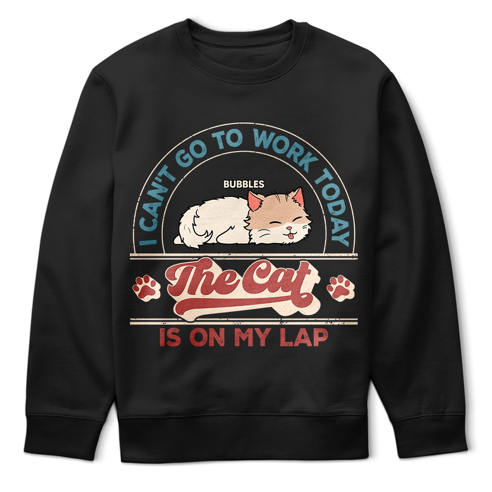 The Cat Is On My Lap - Personalized T-Shirt for Cat Lovers T-shirt PopCulturePrints