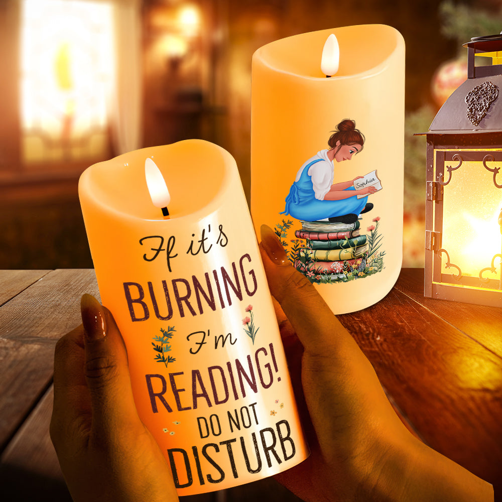 Personalized LED Candle for Book Lovers - 'If it's Burning, I'm Reading!' Led Candle PopCulturePrints