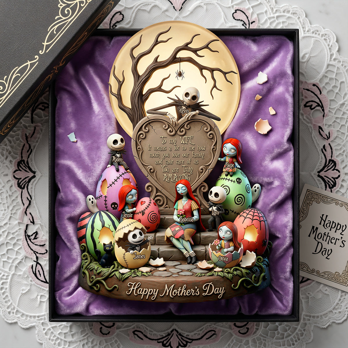 “To My Amazing Wife, Your Love Means the World to Us” - Gothic Family Easter Acrylic Plaque, Personalized Gift for Mom and Grandma Shaped Plaques PopCulturePrints