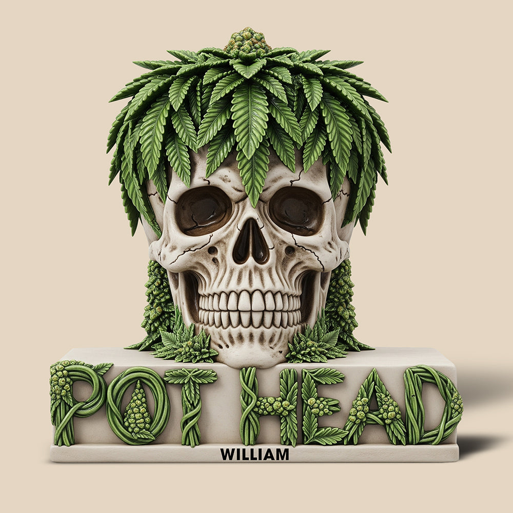 "Embrace the High Life" - Personalized Pot Skull Head Acrylic Plaque - Unique Gift for Smokers and Cannabis Enthusiasts Shaped Plaques PopCulturePrints
