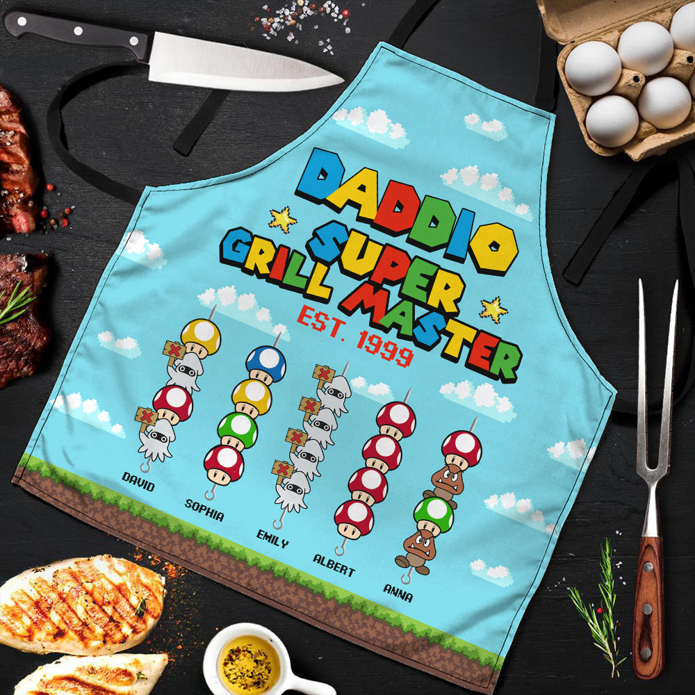Personalized Super Dad Grill Master Apron - Custom Father's Day Gift Aprons PopCulturePrints
