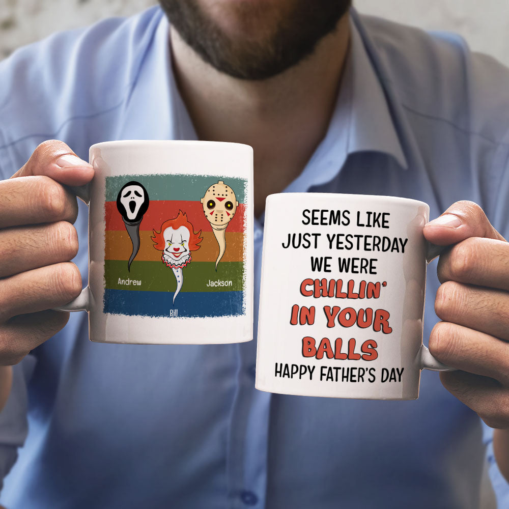 Chillin' in Your Balls Personalized Father's Day Mug Coffee Mug PopCulturePrints