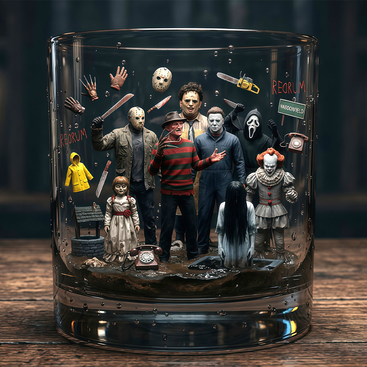 Unleash Your Inner Horror Fan! Scary Villain Drinking Glass - Personalized Gifts For Horror Lovers Glass PopCulturePrints
