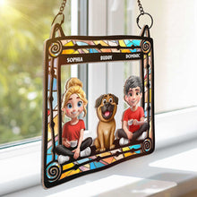 Load image into Gallery viewer, Lovely Dog Couples - Personalized Window Hanging Suncatcher Ornament | Perfect Gift for Dog Lovers and Couples Suncatcher Ornament PopCulturePrints
