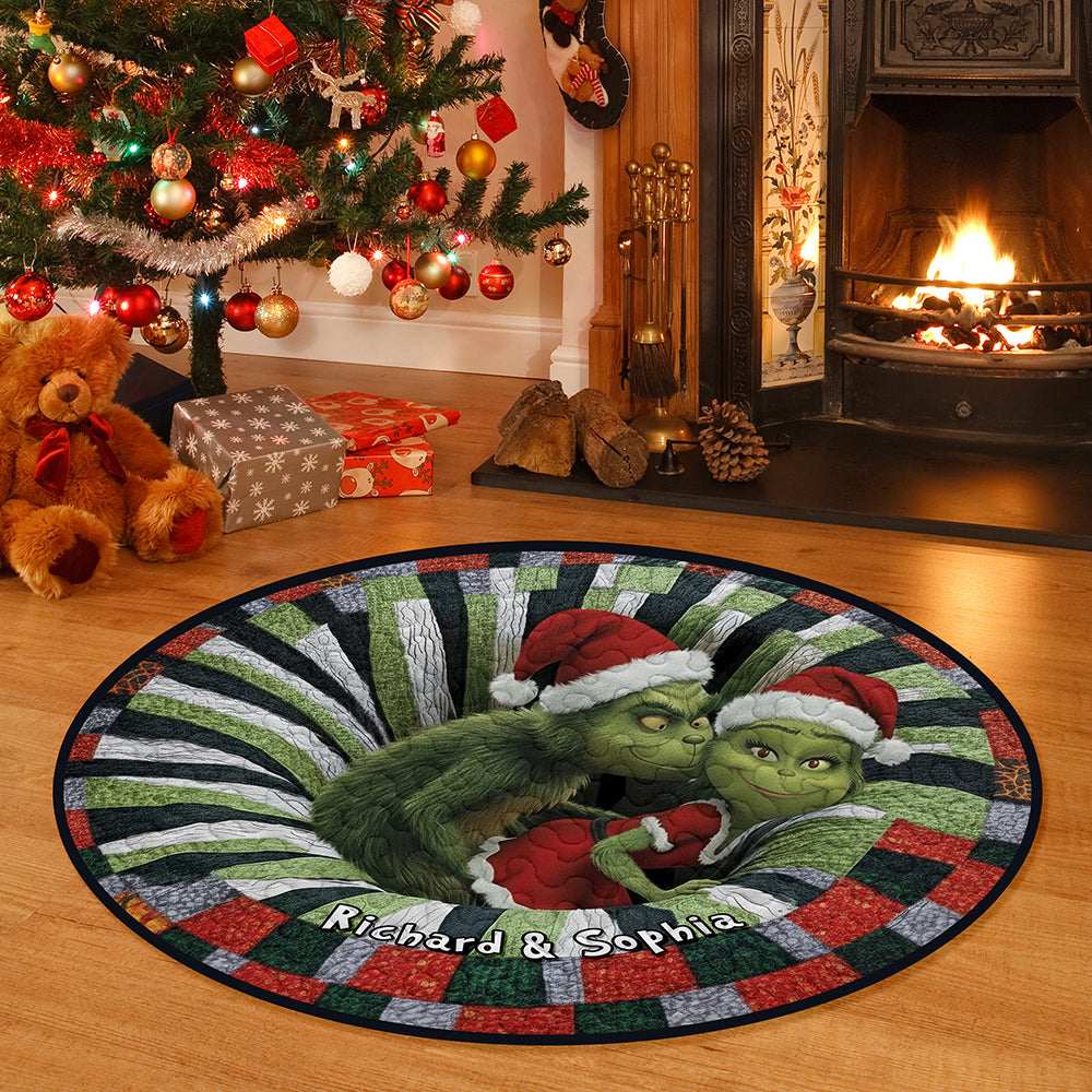 Love & Laughter - Funny Couple Quilted Round Mat - Personalized Gift for Couples Doormat PopCulturePrints