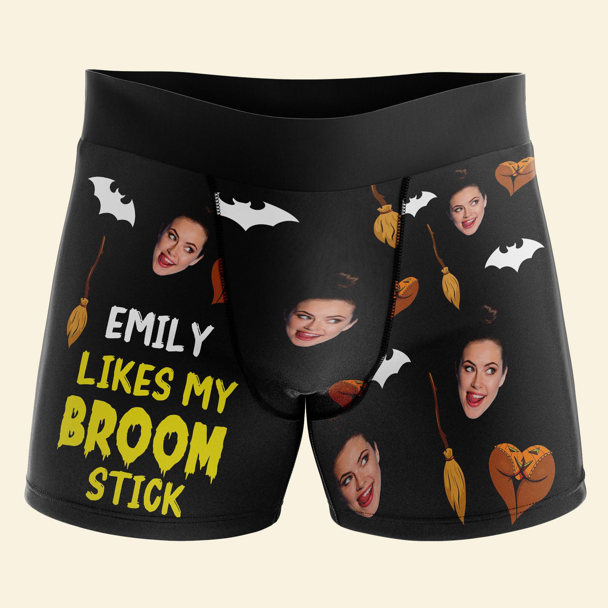 Personalized Halloween Boxer Briefs for Couples - Custom Face Design Boxer Briefs PopCulturePrints