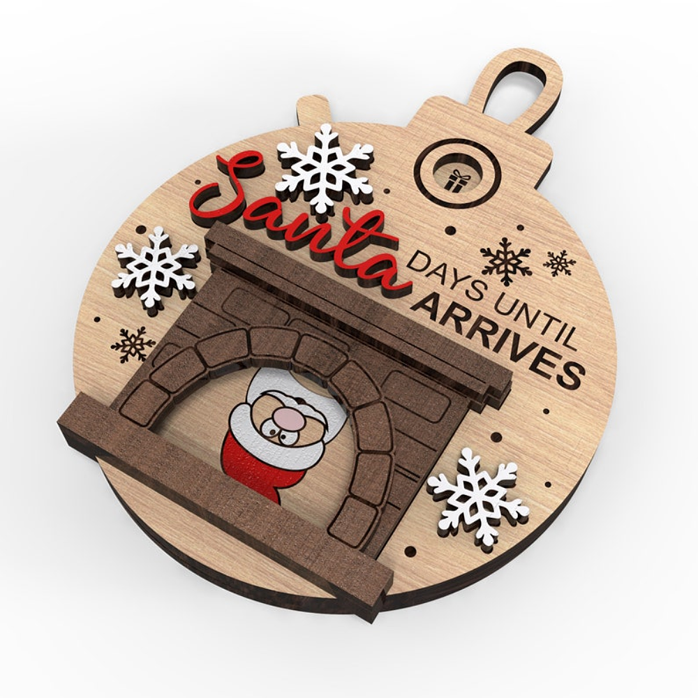 Personalized Funny Fireplace Santa Christmas Countdown Ornament