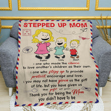 Load image into Gallery viewer, &quot;Stepped Up Mom: Thank You for Being the Mom You Didn&#39;t Have to Be&quot; - Personalized Blanket for Moms, Grandmas, and Special Loved Ones Blanket PopCulturePrints
