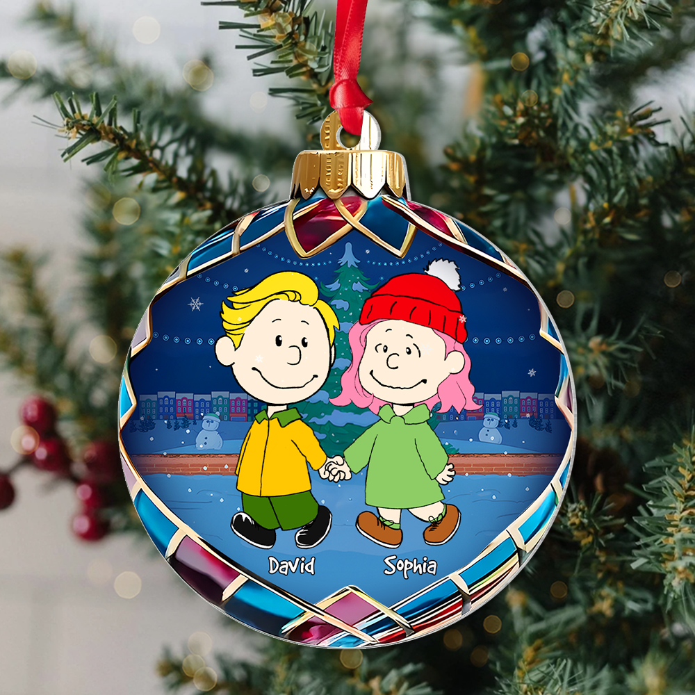 Custom Cartoon Couple Christmas Ornament