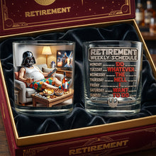 Load image into Gallery viewer, Retirement Weekly Schedule Round Glass - A Fun Personalized Gift for Relaxed Retirees Glass PopCulturePrints

