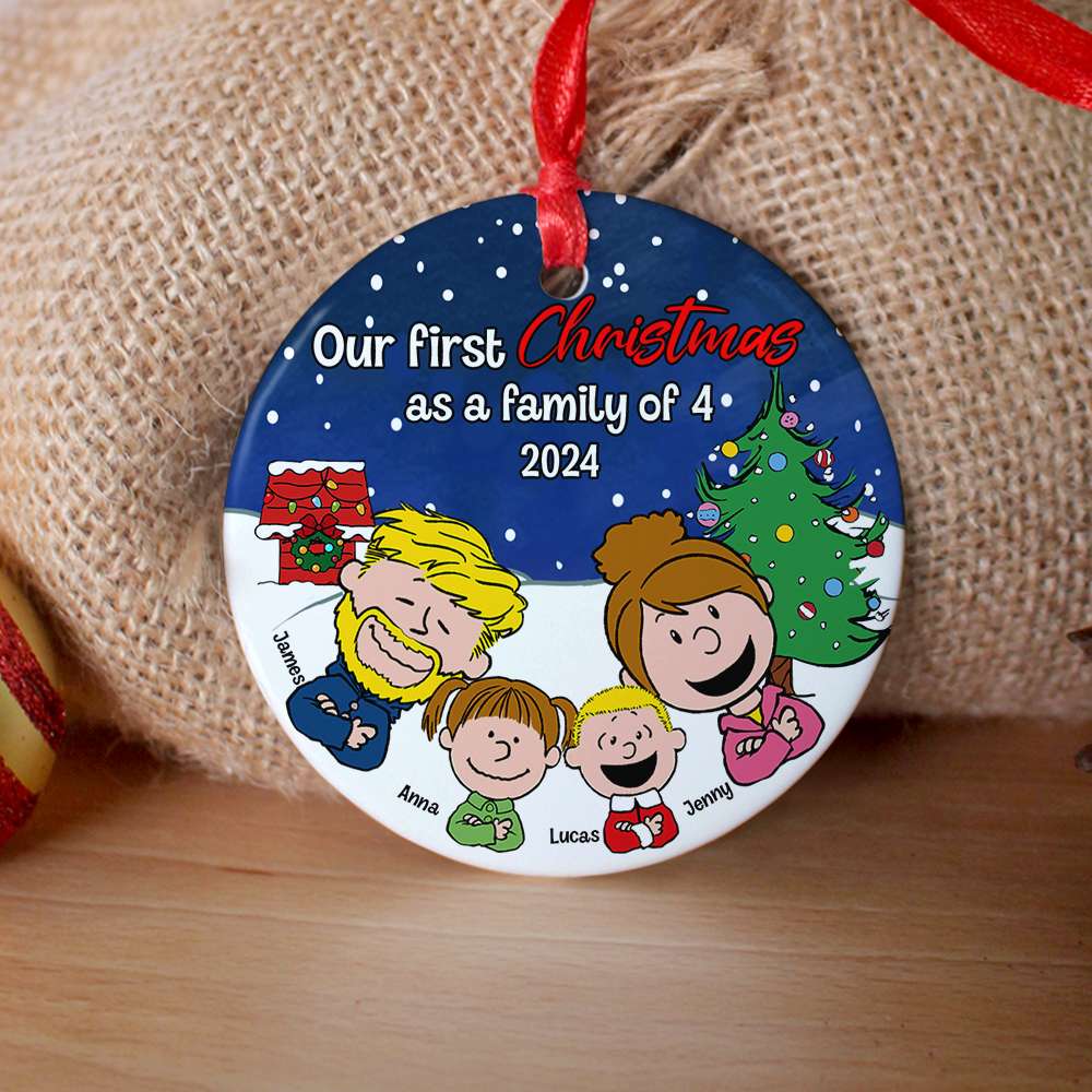 Personalized Family Christmas Ornament - Our First Christmas as a Family of 4 2024