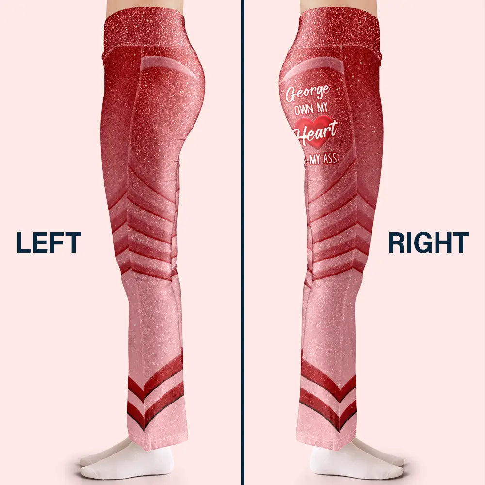 Funny 'Own My Heart & My Cheeks' Personalized Leggings - Custom Gift for Couples Leggings PopCulturePrints