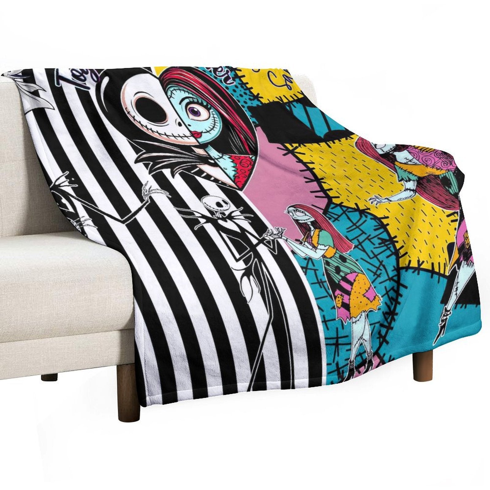 "Together Forever: Embrace the Spooky Spirit" - Custom Blanket for Horror Couples Blanket PopCulturePrints