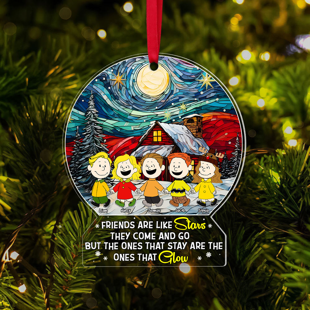 Personalized Christmas Star Friends Acrylic Ornament Ornament PopCulturePrints