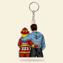 Load image into Gallery viewer, Personalized Firefighter Couple Keychain - Unique Valentine&#39;s Day Gifts for Loved Ones Keychains PopCulturePrints
