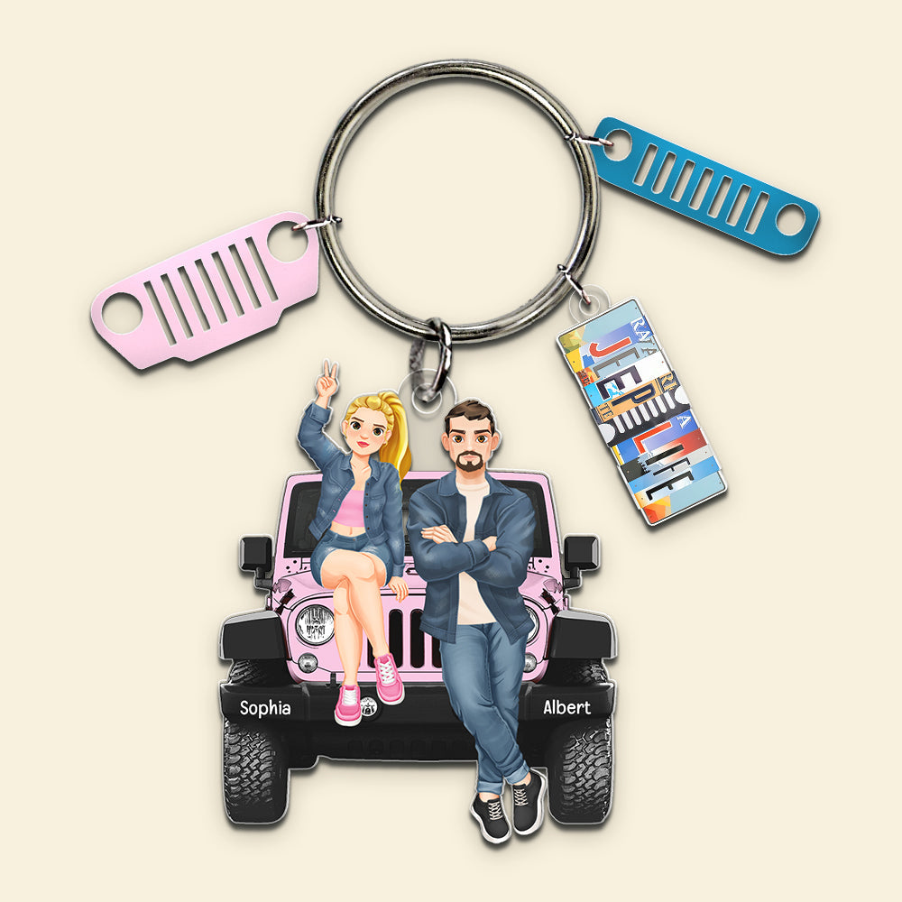 Personalized Jeep Couple Keychain