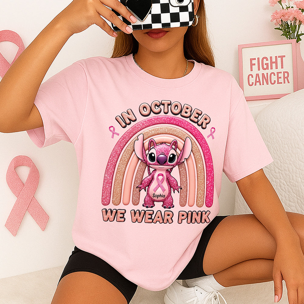 In October We Wear Pink – Personalized Breast Cancer Awareness Shirt Shirts PopCulturePrints