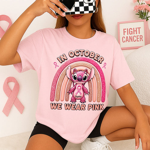 In October We Wear Pink – Personalized Breast Cancer Awareness Shirt Shirts PopCulturePrints