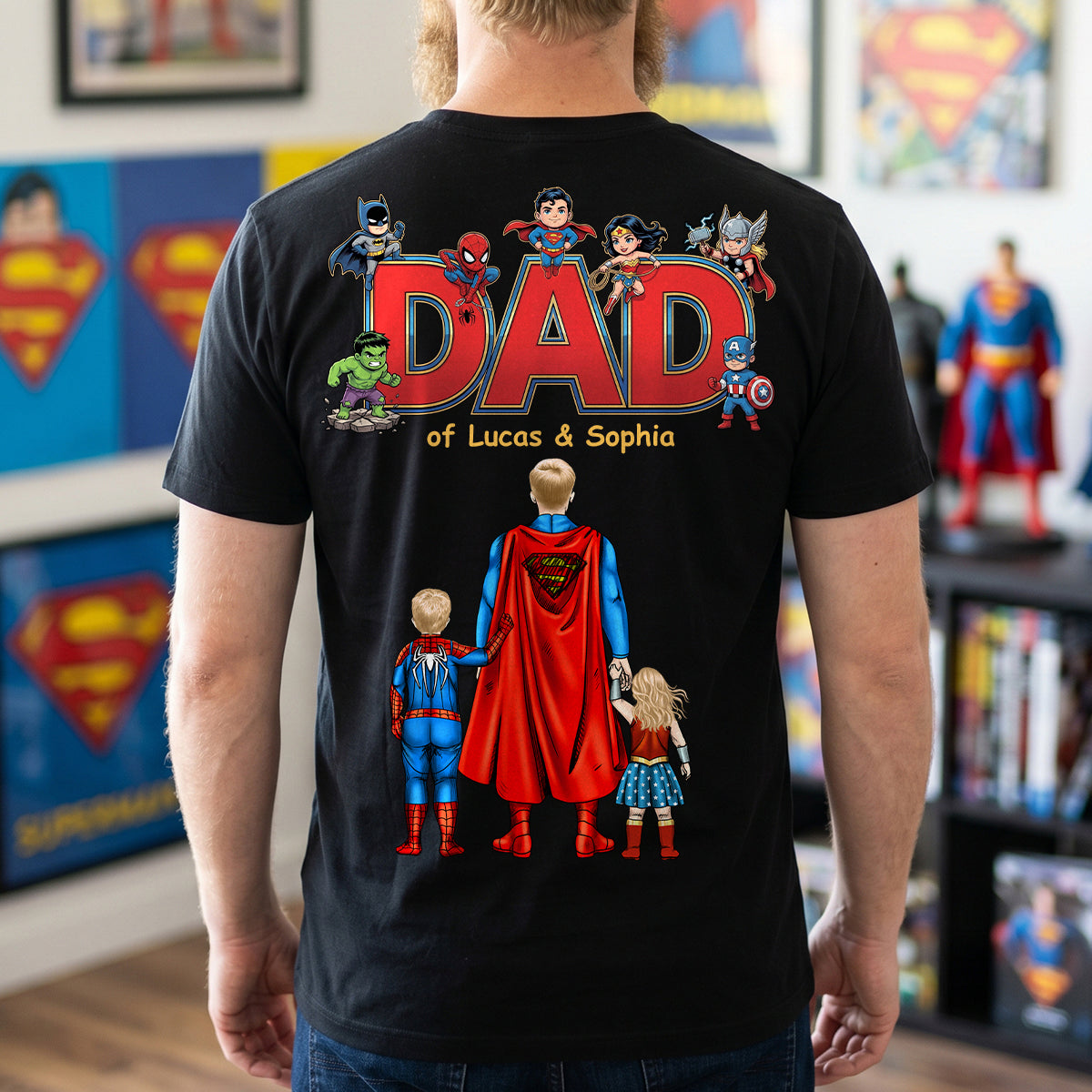 “The Best Superhero Ever” - Heroic Dad Shirt - Personalized Gift for Dads, Grandpas, and Father Figures Shirts PopCulturePrints