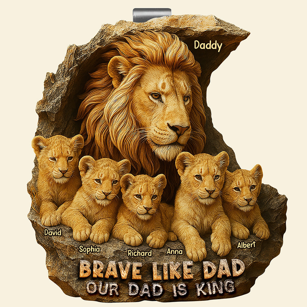 Brave Like Dad - Personalized Acrylic Car Visor Clip for Fathers Car Visor Clip PopCulturePrints
