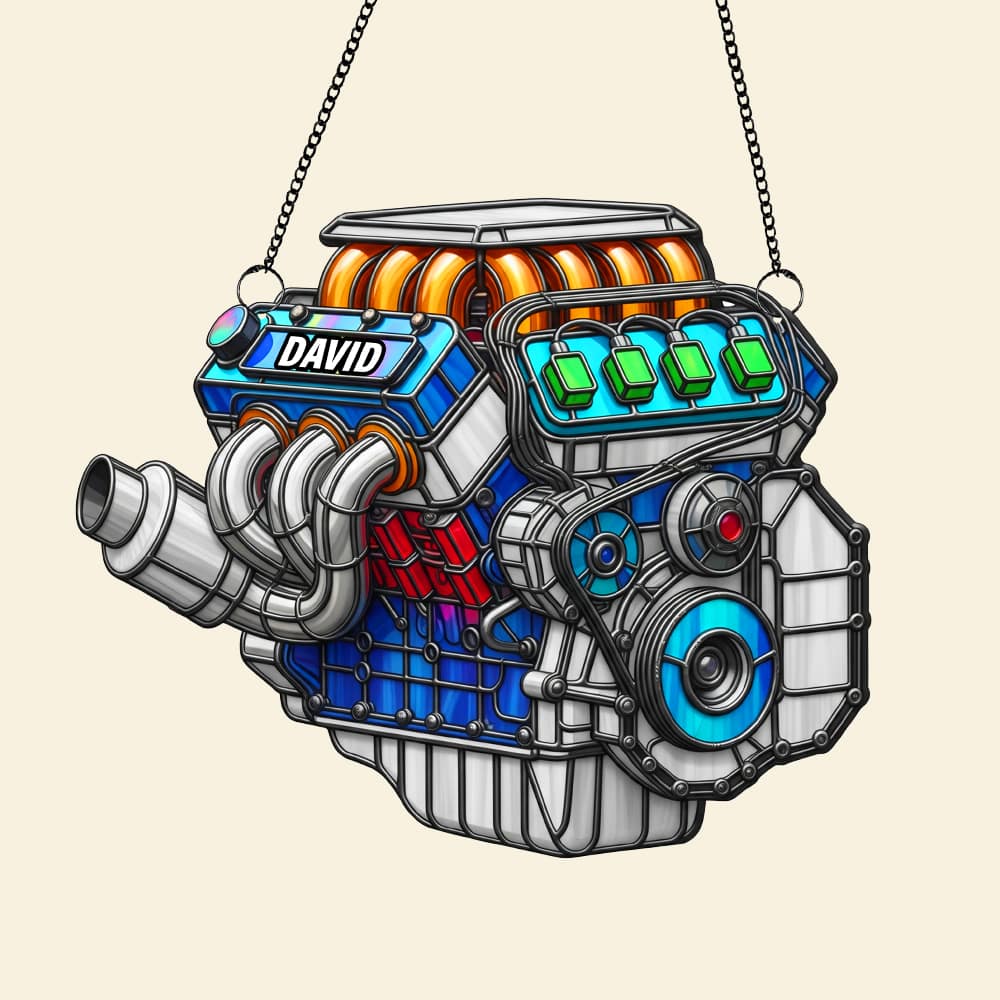 Rev Up Your Passion! Custom Hot Rod Engine Suncatcher Ornament - Perfect Gift for Car Lovers Ornament PopCulturePrints